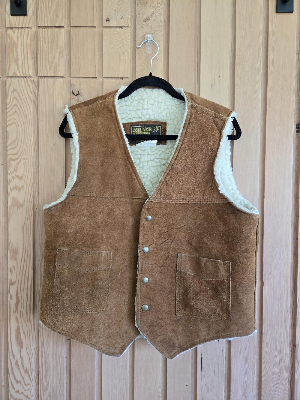 Vintage | Cowhide Sherpa Lined Western Vest | Size Large | Rodeo | Unisex